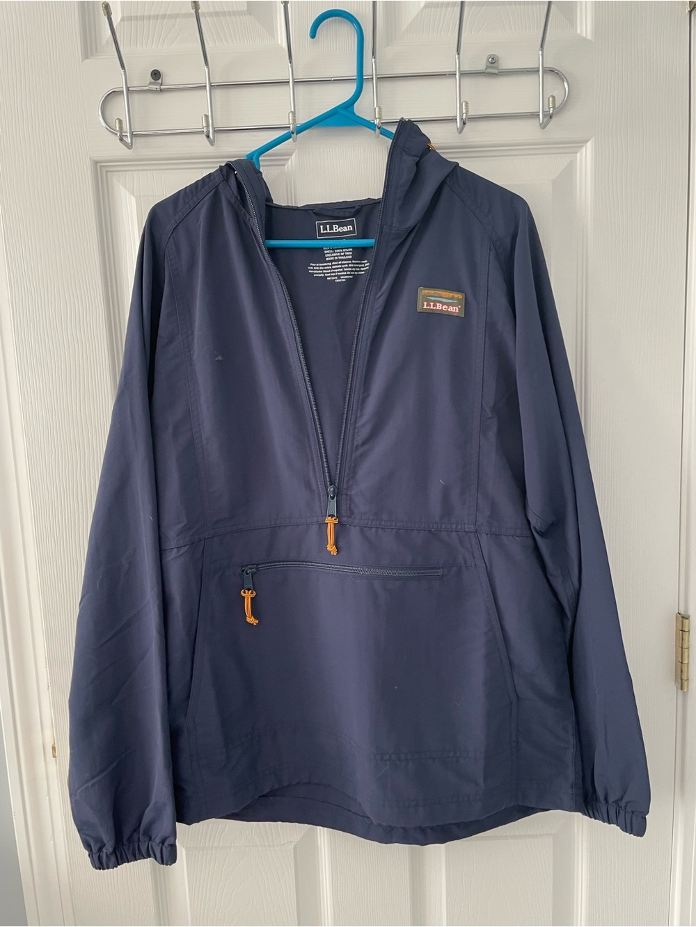 L.L.Bean Hooded Pullover Jacket with Orange Accents